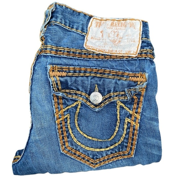 Vintage True Religion Jeans Size 34 RICKY SUPER QT Blue - Picture 1 of 9